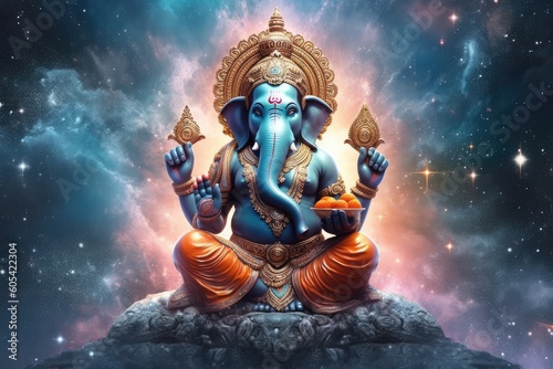 Divine Splendor: Captivating Image of Lord Ganesha, generative AI photo