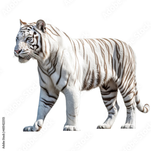 Close up of a big white tiger Generative AI © mooxlabs