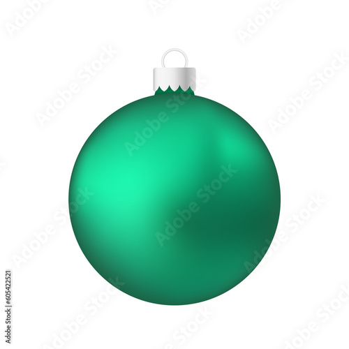 Green menthol Christmas tree toy or ball Volumetric and realistic color illustration