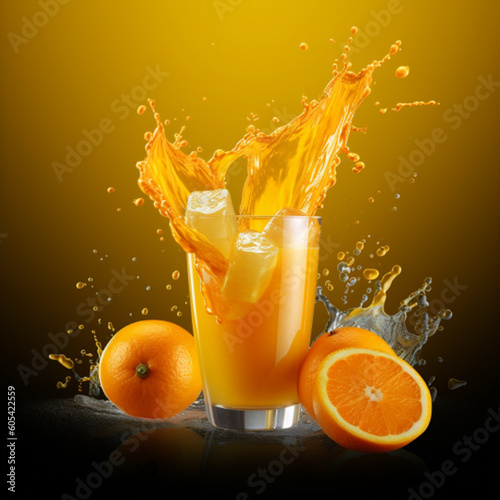 orange juice splash in glass