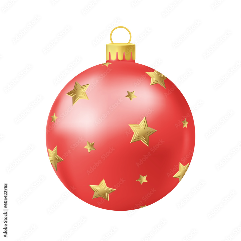 Red Christmas tree ball with gold star Red Christmas tree ball with gold star