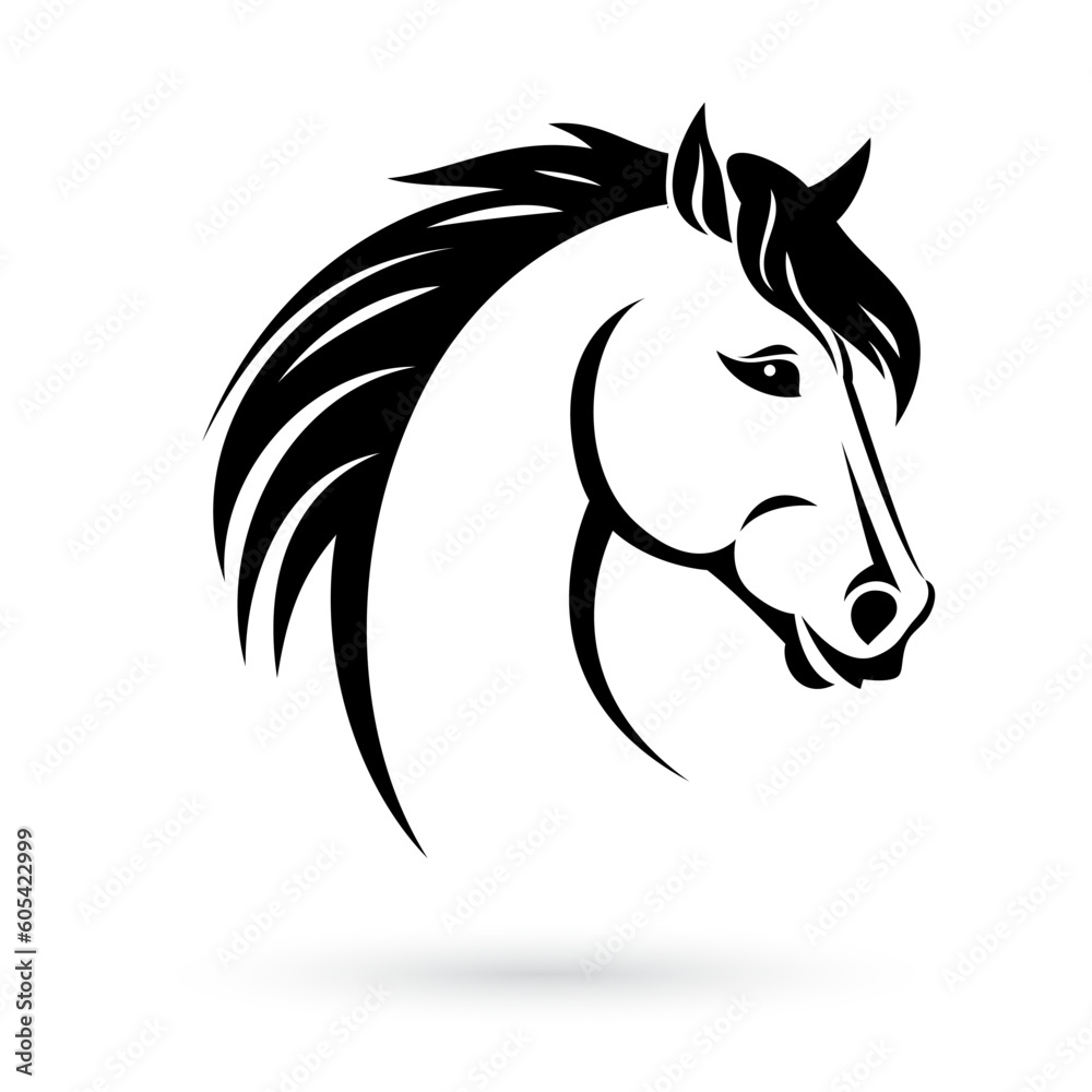 Stylized black and white horse head logo template perfect for branding and corporate identity