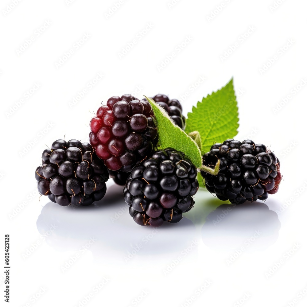 Blackberries isolated on white background (generative AI) Blackberries isolated on white background (generative AI)