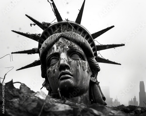 New York, USA The end of the world. Apocalyptic vision of the future world. created with Generative AI technology