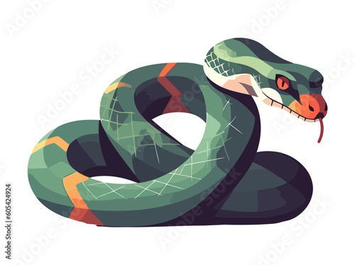 Poisonous viper crawling tongue out