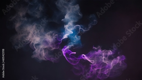 Purple flash smoke on black background, generative ai