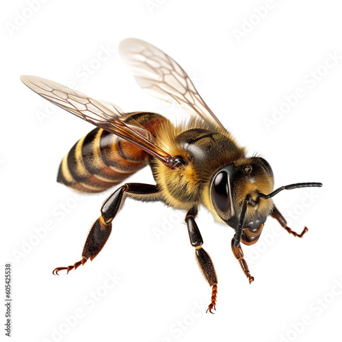 Honey bee on isolated background Generative AI © mooxlabs