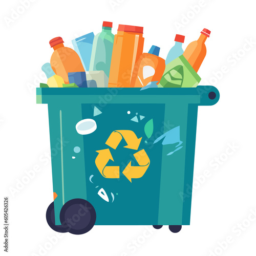 Recycling symbol on full plastic bottle vector