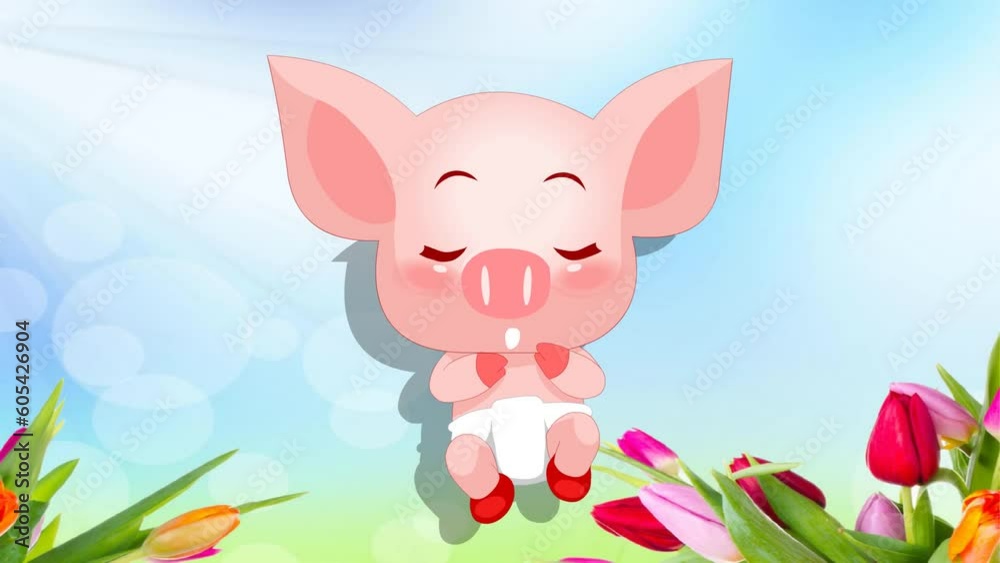 adorable piglet, cute baby pig playing, animation adorable piglet, cute baby pig playing, animation