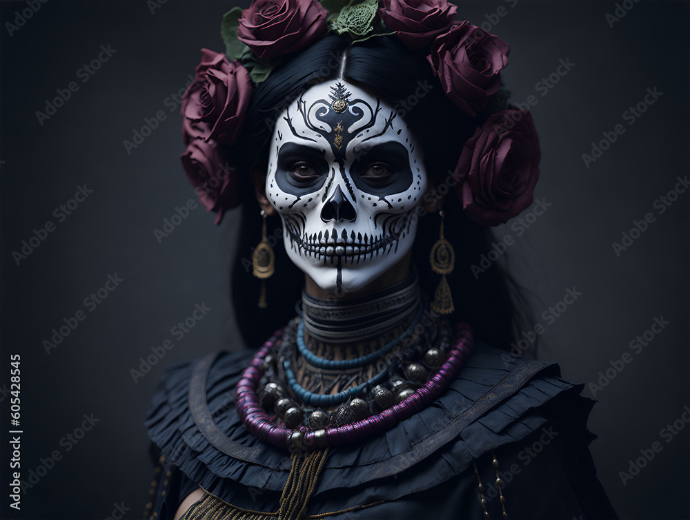 portrait of a mexican catrina, day of the dead portrait of a mexican catrina, day of the dead