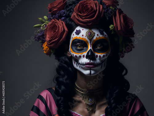 portrait of a mexican catrina, day of the dead © sebastianav1994