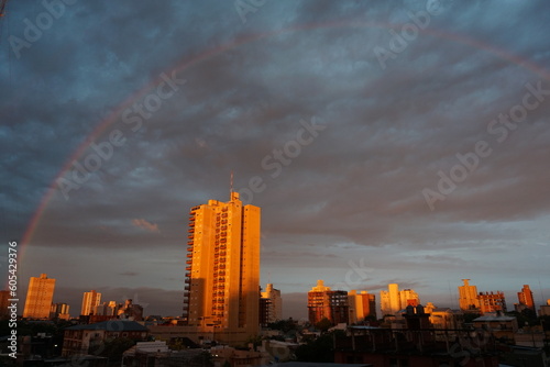 Rainbow over the city of Posadas, Argentina