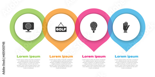 Set Golf label, , ball on tee and glove. Business infographic template. Vector