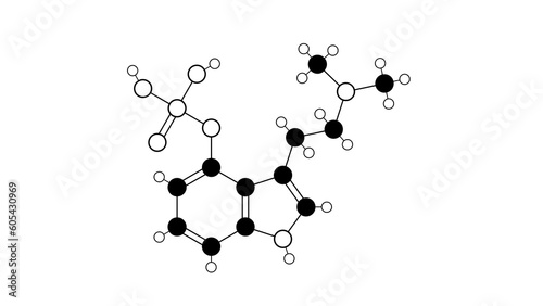 psilocybin molecule, structural chemical formula, ball-and-stick model, isolated image psychedelic prodrug