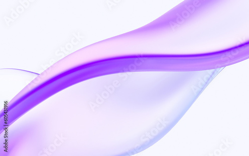 abstract glass wavy shapes with colorful gradient. 3d rendering illustration for graphic design, presentation or background