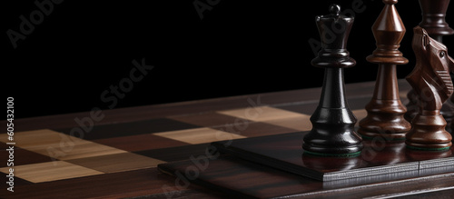 Close up chess competition game board. Concept of competition and strategy. Generative AI.