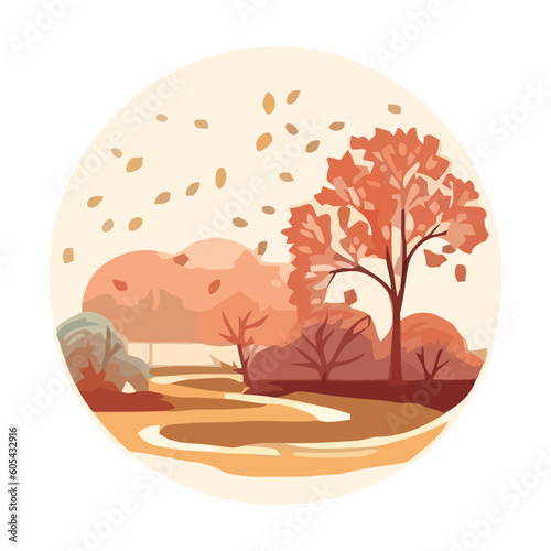Autumn landscape trees shed leaves