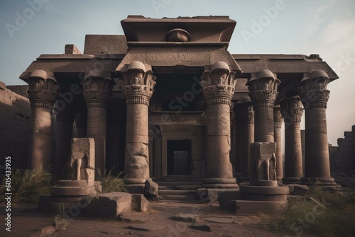 Old temple in Kom Ombo, Egypt. Generative AI photo