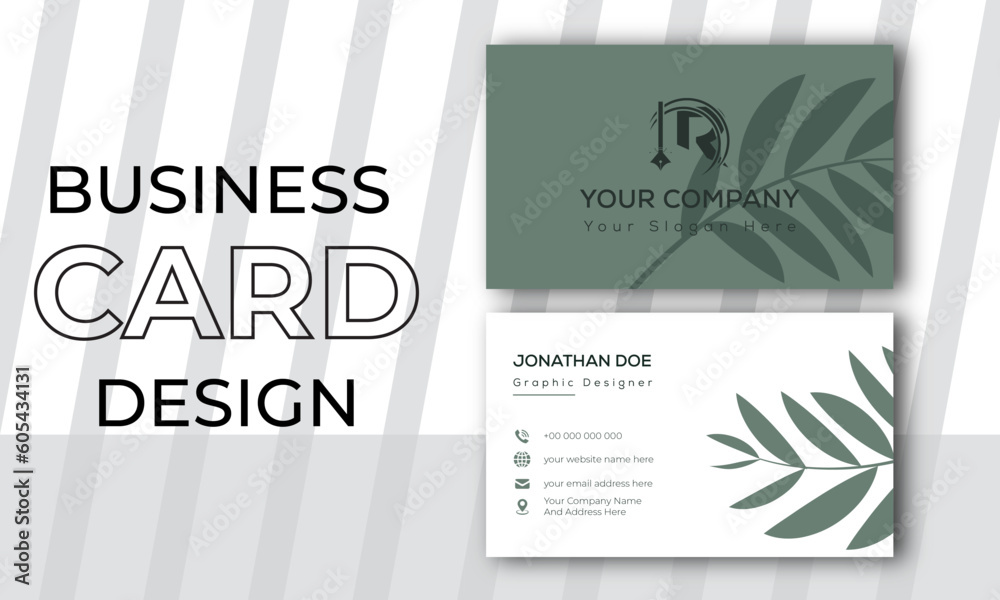 Fototapeta premium Modern Editable Business Card Template, Minimalist Business Cards, Chic Business Card, Printable Business Card Template, 