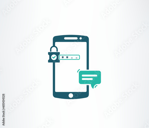 Smartphone screen security icon, secure phone mobile icon 