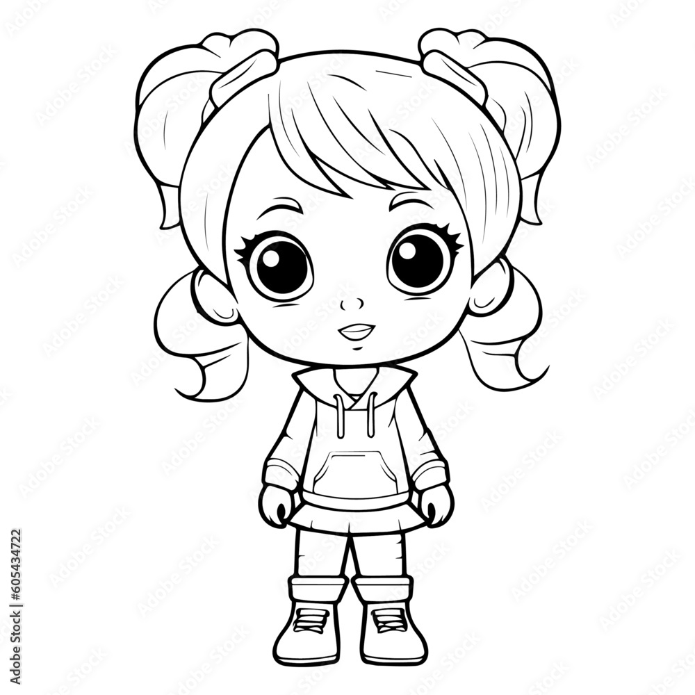 Fototapeta premium Coloring page girl