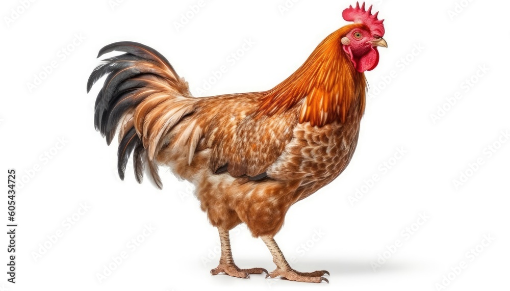 'A chicken on white background.' (Generative AI) 'A chicken on white background.' (Generative AI)