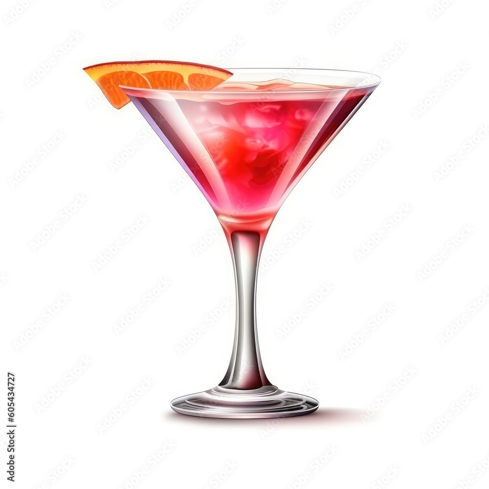Cosmopolitan Cocktail isolated on white as illustration (generative AI) Cosmopolitan Cocktail isolated on white as illustration (generative AI)