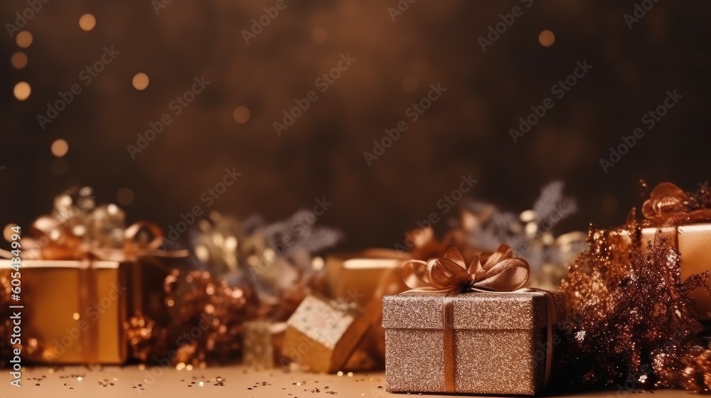 Christmas and New Year background. Festive seasonal Christmas bright background. Holiday poster and banner, greeting card. generative ai Christmas and New Year background. Festive seasonal Christmas bright background. Holiday poster and banner, greeting card. generative ai