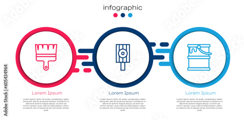 Set line Paint brush, Spray can nozzle cap and bucket. Business infographic template. Vector