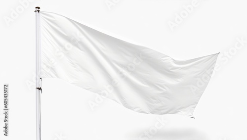 White flag, white background, generative ai photo