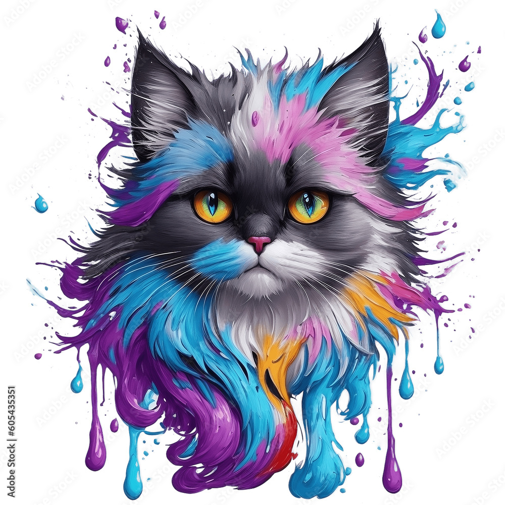 Illustration Splash Art Cat Head graffiti art 