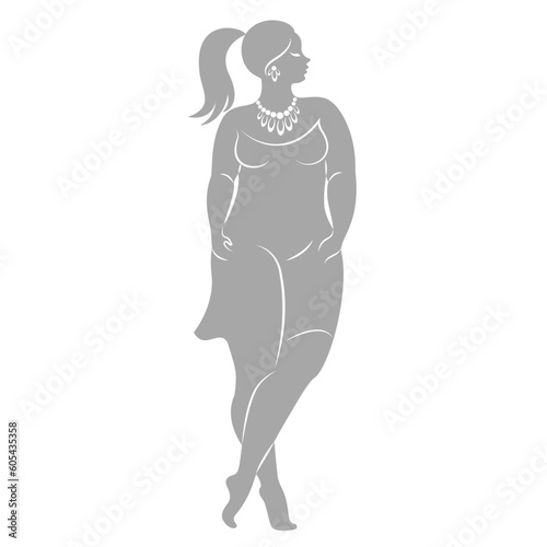 Silhouette figure of a slender woman. The girl is standing. The lady is overweight, beauty and sexuality. vector illustration.