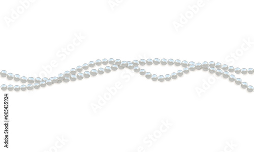 Beautiful pearl necklace. Jewel. Bead decoration. Vector illustration. White background. Border. Image of strands of pearls, necklaces on a white background.