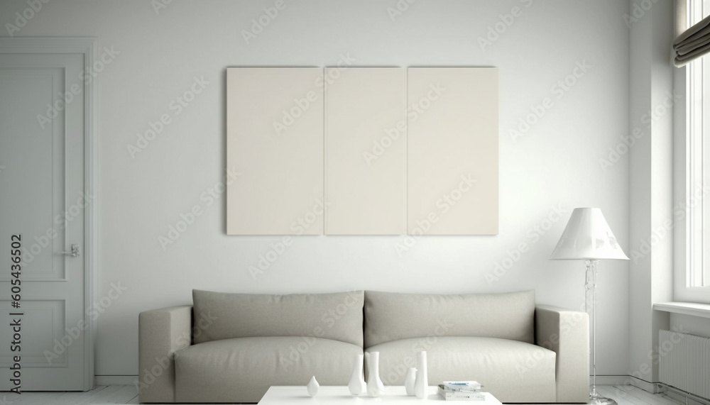 modern living room interior, muckup of frame in the wall modern living room interior, muckup of frame in the wall