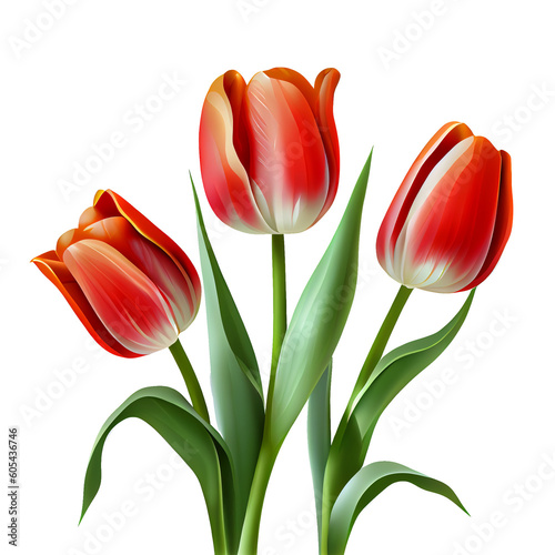 tulips clip art no shadow  Ai generated image