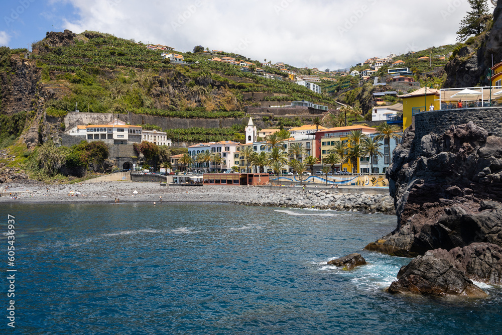 Beach and Coastal Village of Ponta do Sol on the Island of Madeira