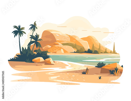 landscape beach tropical palm and sea