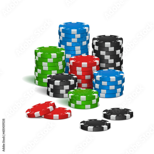 Poker chips on a light background. Vector illustration.