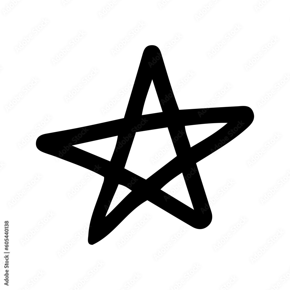 Hand drawn illustration of star in doodle style Hand drawn illustration of star in doodle style