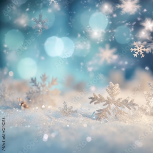 Winter blue background with snowflakes. Christmas and New Year background. Festive seasonal Christmas bright background. Holiday poster and banner, greeting card. generative ai © megavectors