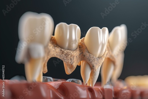 Illustration of periodontitis testing using 3D renders. Generative AI photo