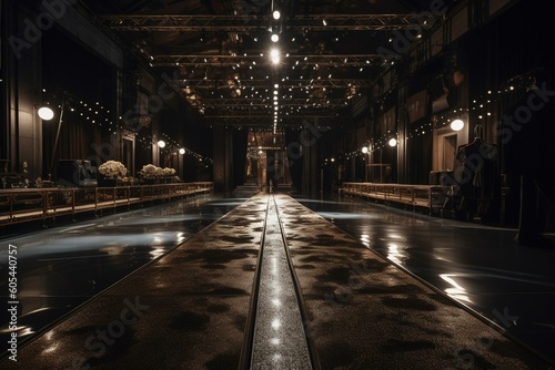 Interior of a runway for a fashion show. Generative AI photo