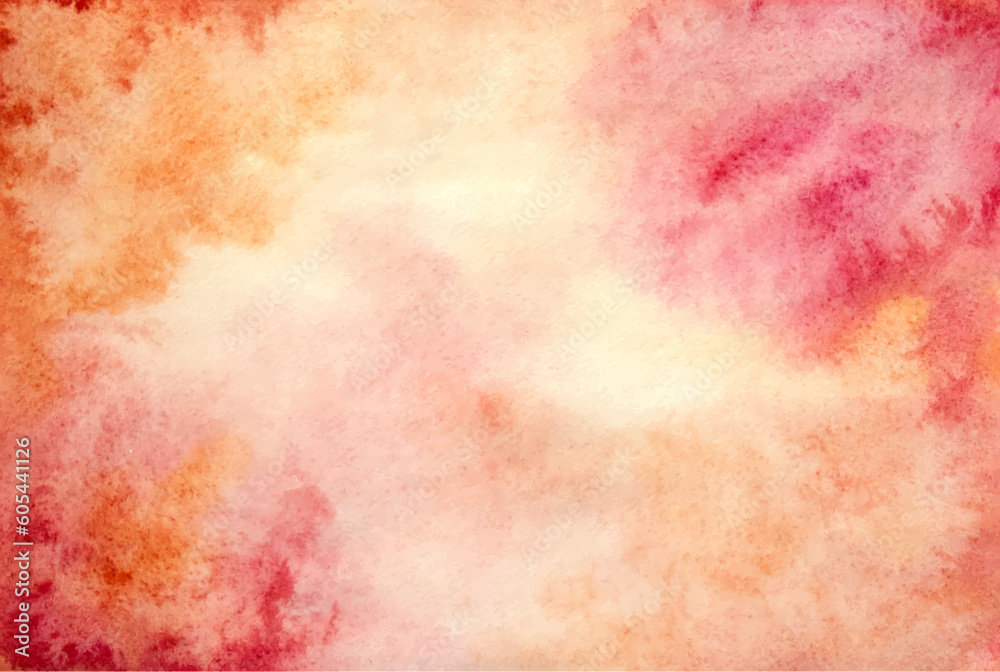 Obraz premium Hand drawn watercolor background. Red and orange abstract watercolor background.