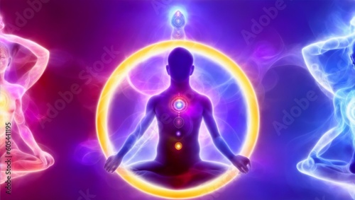 Chakras and astral body activation, mystical inspiration image, generative ai