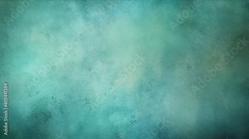 Green  turquoise seamless texture for backgrounds  vintage  antique wallpaper  blurred parchment. Generative AI.