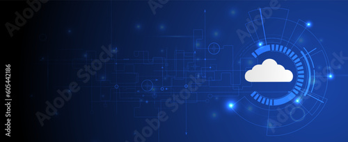 Cloud technology. Integrated digital web concept background