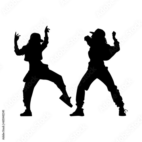 Vector illustration. Hip hop dancer silhouette. Girl on the move.