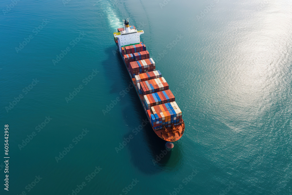 large container ship in the middle of the ocean, generative ai 