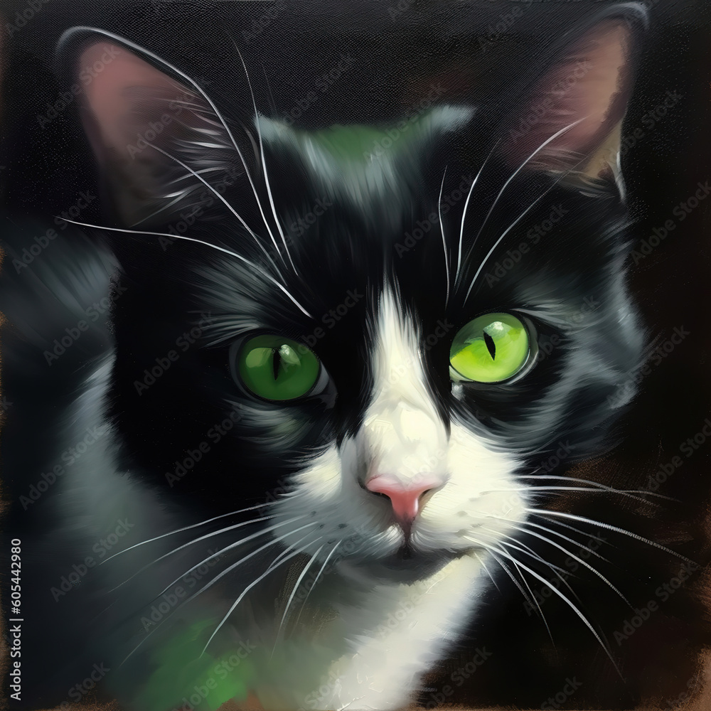 painting of a cat with green eyes, animal art, generative ai painting of a cat with green eyes, animal art, generative ai