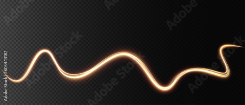 Golden curved light line, rope, tape. Smooth festive gold line png with light effects. Element for your design, advertising, postcards, invitations, screensavers, websites, games.	